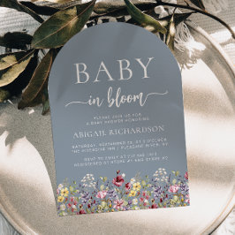 Invitación Boho Wildflowers Dusty Blue Arch Baby Shower