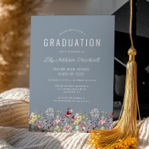 Boho Wildflowers Dusty Blue Graduation Party