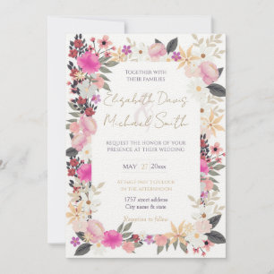 Invitación Boho Wildflowers Flor rosa