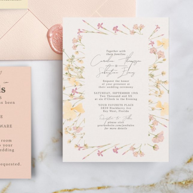 Invitación Boho Wildflowers Frame Boda (Subido por el creador)