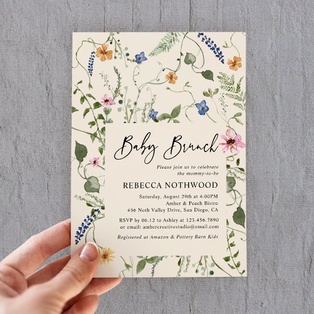 Invitación Boho Wildflowers Género Neutral Baby Brunch Shower (Subido por el creador)