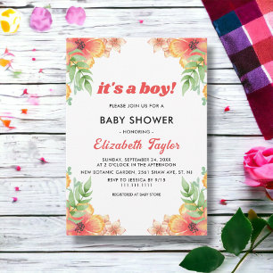 Invitación Boho Wildflowers Rustic Floral Boy Baby Shower