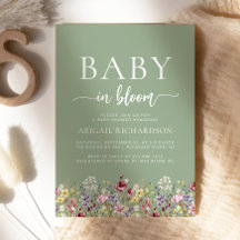 Boho Wildflowers Sage Green Baby Shower