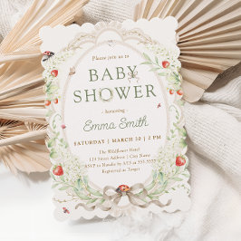 Invitación Boho Wildflowers Strawberry Baby Shower