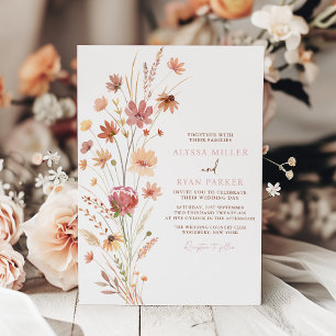 Invitación Boho Wildflowers Terracotta Boda