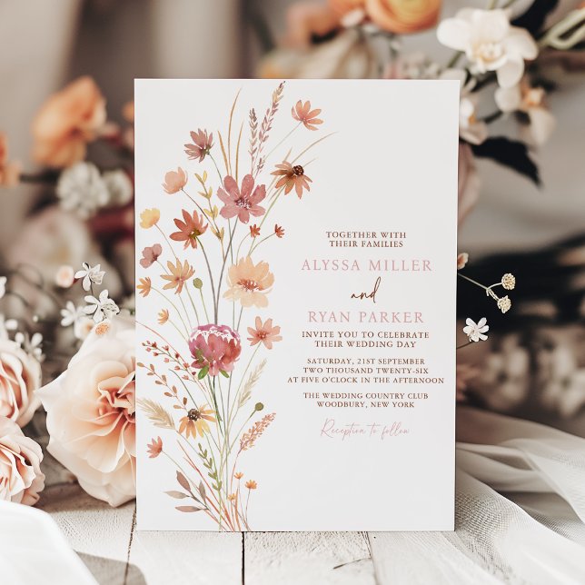 Invitación Boho Wildflowers Terracotta Boda (Subido por el creador)