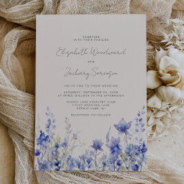 Invitación Boho Wildflowers Watercolor Bluebells Boda