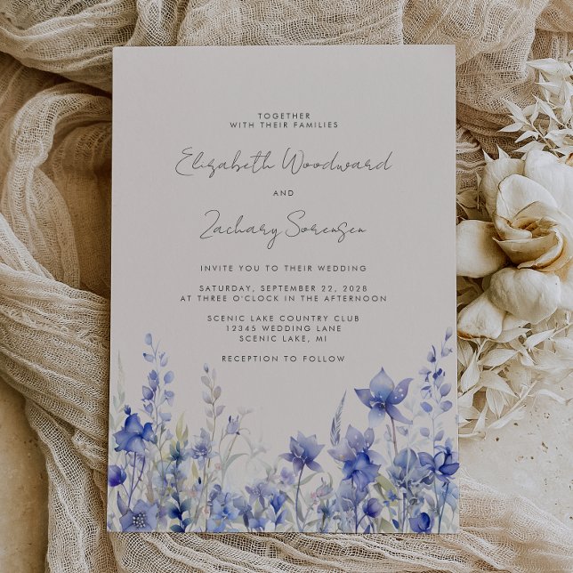 Invitación Boho Wildflowers Watercolor Bluebells Boda (Subido por el creador)
