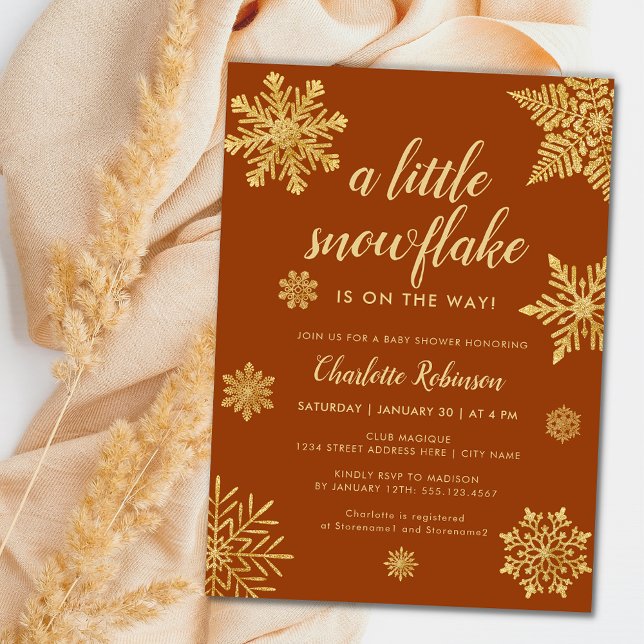 Invitación Boho Winter Baby Shower Snowflake Wonderland (Subido por el creador)