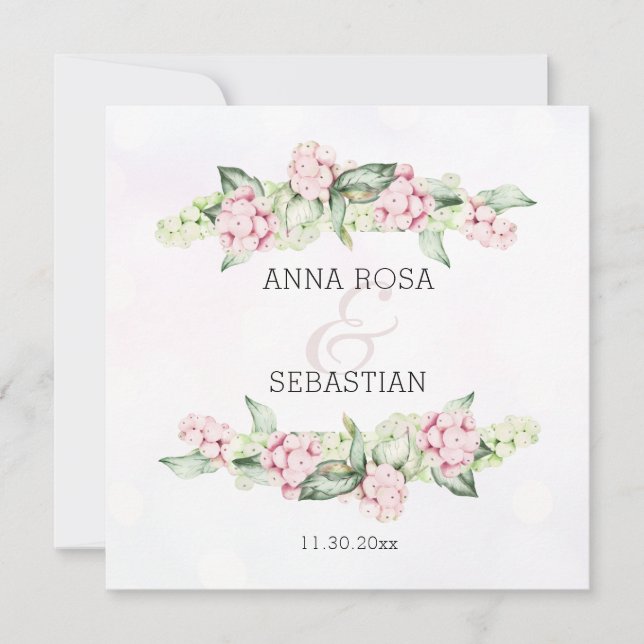 Invitación *~* Boho Winter Berry AR12 QR Boda RSVP (Anverso)