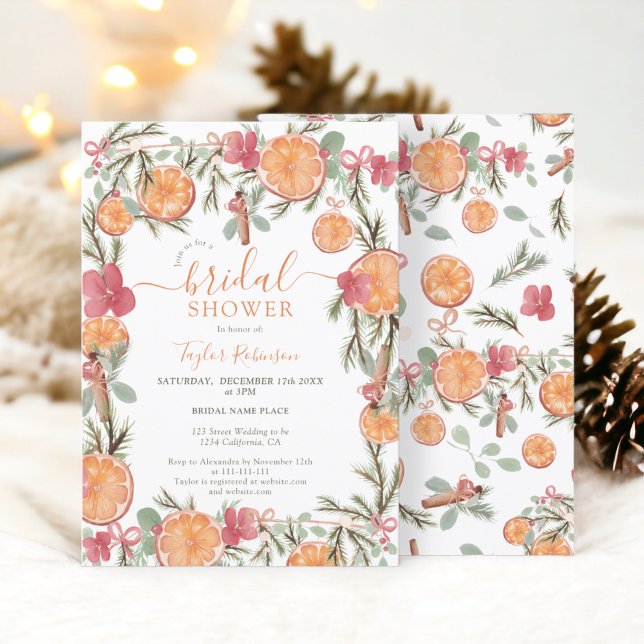 Invitación Boho Winter Dried Citrus Floral Bridal Shower (Boho Winter Dried Citrus Floral Bridal Shower Invitation)
