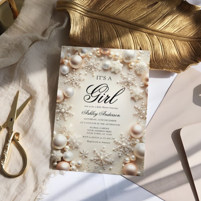 Invitación Boho Winter es un Baby Shower Chica (Subido por el creador)
