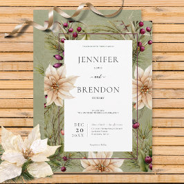 Invitación Boho Winter Greenery Boughs Sage Green