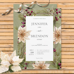 Invitación Boho Winter Greenery Boughs Sage Green