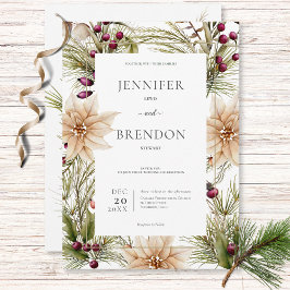 Invitación Boho Winter Greenery Boughs White