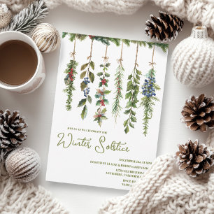 Invitación Boho Winter Solstice Herb Greenery Yule Garland