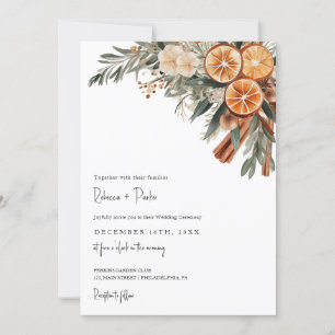 Invitación Boho Winter Wedter código Qr RSVP todo en uno