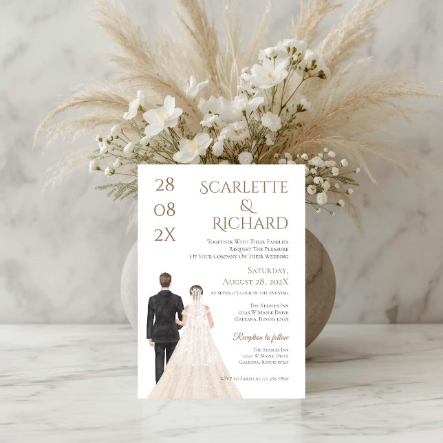 Invitación Boho with bride and groom wedding (Subido por el creador)