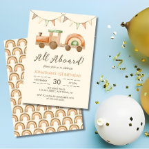 Boho Wood Train Transport Kids Cumpleaños