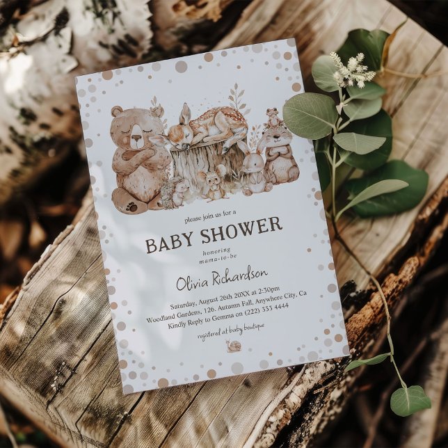 Invitación Boho Woodland Animales Género Neutral Baby Shower (Subido por el creador)