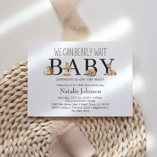 Invitación Boho Woodland Animals Bearly Wait Baby Shower