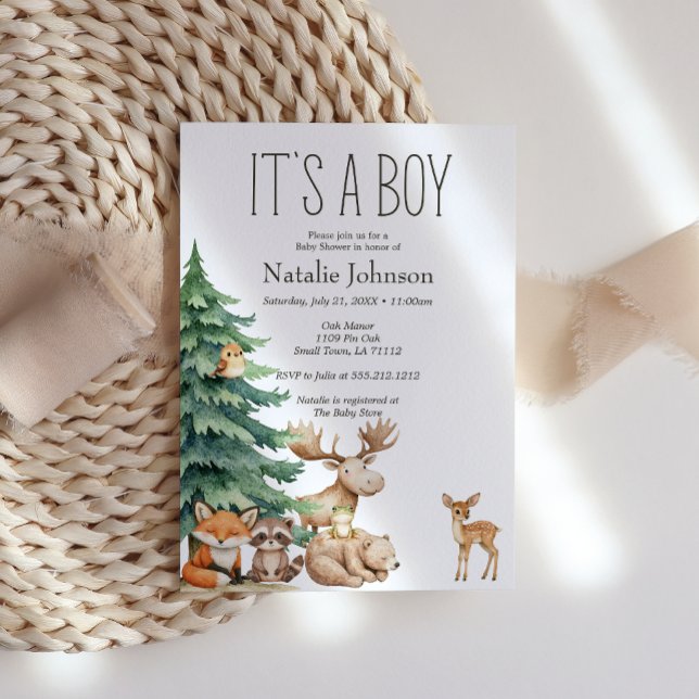 Invitación Boho Woodland Animals Boy Baby Shower (Subido por el creador)