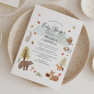 Invitación Boho Woodland Animals cae en Baby Shower