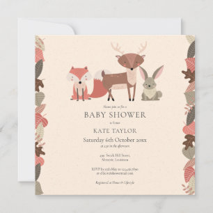 Invitación Boho Woodland Animals Forest Baby Shower