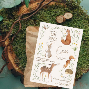 Invitación Boho Woodland Animals Forest Friends Baby Shower