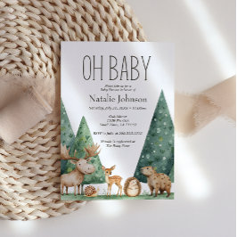 Invitación Boho Woodland Animals Oh Baby Shower