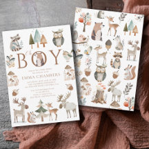 Boho Woodland Animals Oh Boy Baby Shower