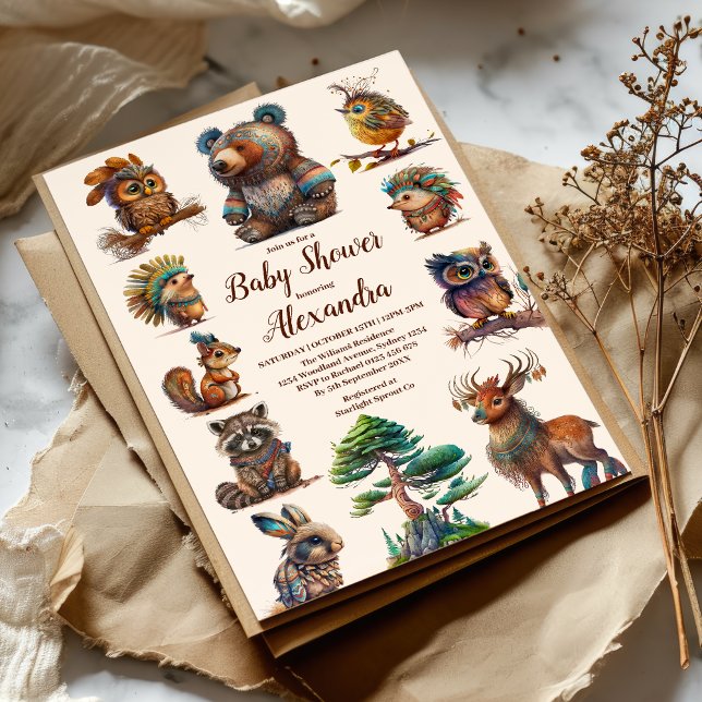 Invitación Boho Woodland Baby Shower (Subido por el creador)