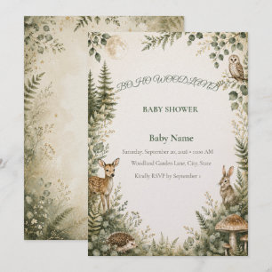 Invitación Boho Woodland Baby Shower Amigos Botánicos