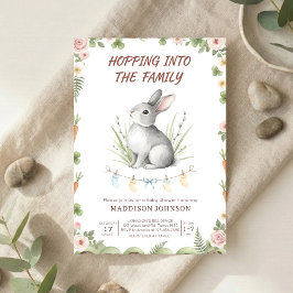 Invitación boho woodland bunny greenery baby shower