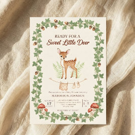 Invitación boho woodland deer greenery baby shower