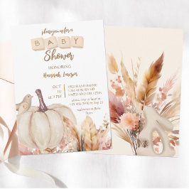 Invitación Boho Woodland Fall Chica de calabaza Baby Shower