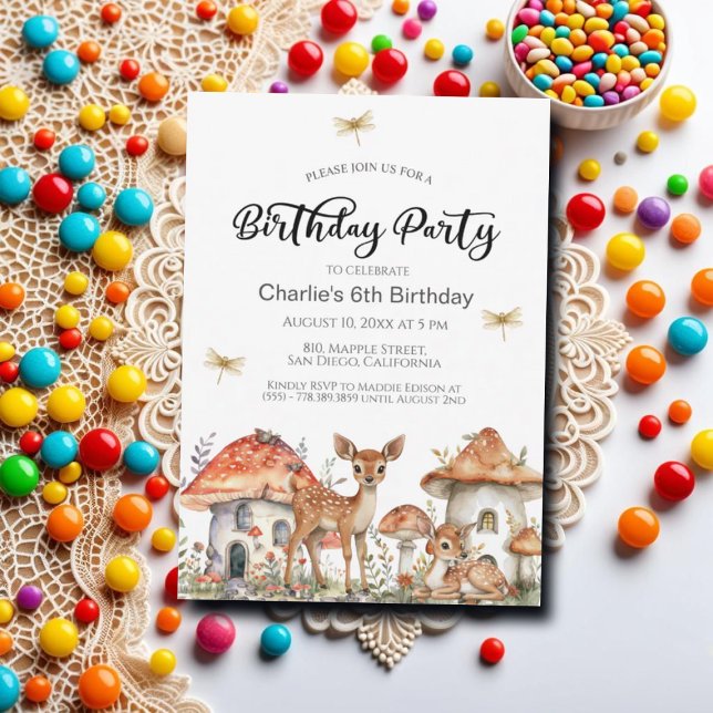 Invitación Boho Woodland Forest Animals 6ª fiesta de cumpleañ (Subido por el creador)