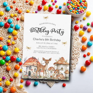 Invitación Boho Woodland Forest Animals 8ª fiesta de cumpleañ
