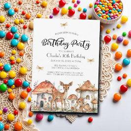 Invitación Boho Woodland Forest Animals Décima Fiesta de Cump