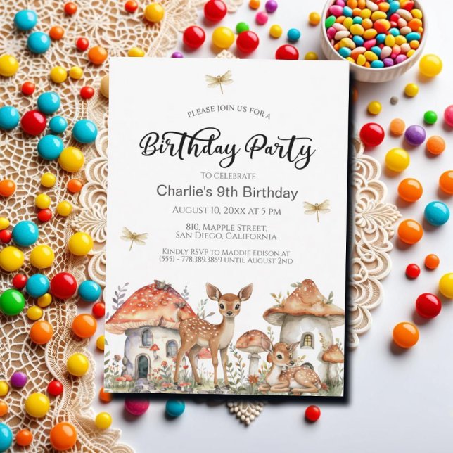 Invitación Boho Woodland Forest Animals Novena Fiesta de Cump (Subido por el creador)