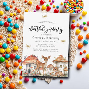 Invitación Boho Woodland Forest Animals Séptima Fiesta de Cum