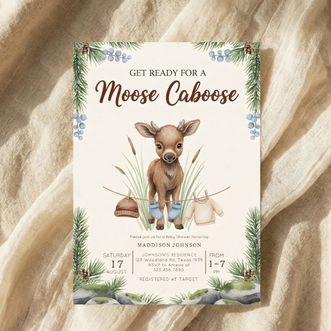 Invitación boho woodland moose greenery baby shower (Subido por el creador)
