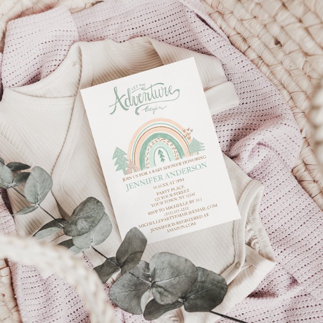 Invitación Boho Woodland Rainbow Gender Neutral Baby Shower (Subido por el creador)