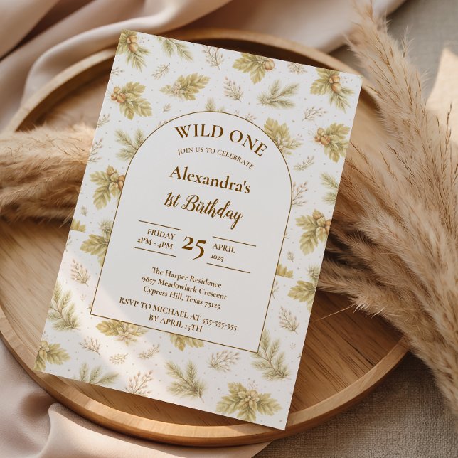 Invitación Boho Woodland Wild One Birthday (Subido por el creador)