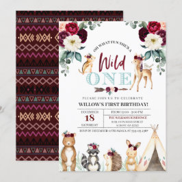 Invitación Boho Woodland Wild One First Birday Invitation