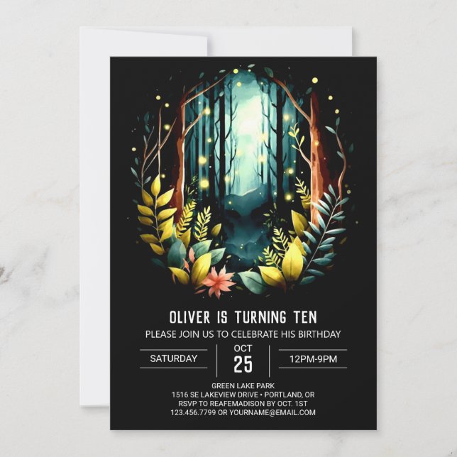 Invitación Boho Woods Cumpleaños de Woodland (Anverso)