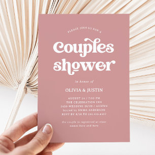 Invitación Boho y Retro Dusty Rosa Ducha de pareja