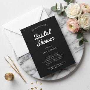 Invitación Boho y Retro Negro Desayuno Nupcial