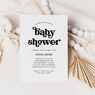 Invitación Boho y retro negro y blanco BABY SHOWER