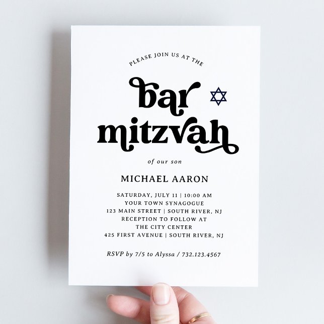Invitación Boho y retro negro y blanco | Bar Mitzvah (Subido por el creador)